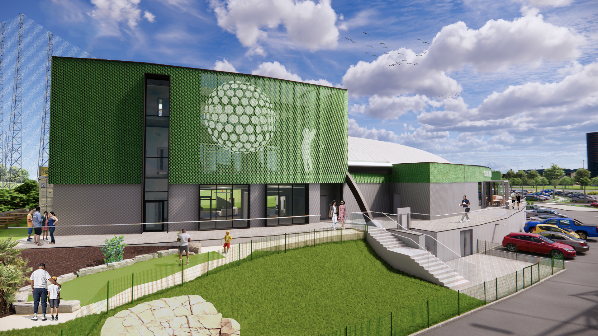 CGI image of the proposed West Wing elevation at Trafford Golf Centre
